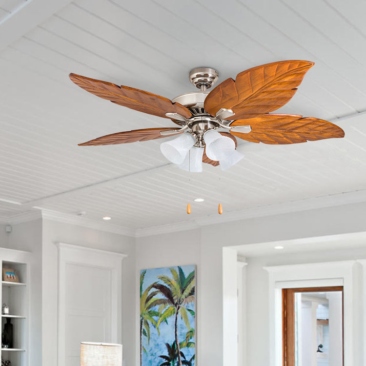Bay Isle Home 52" Ogden 5 Blade Leaf Blade Ceiling Fan with Light Kit Included & Reviews Wayfair